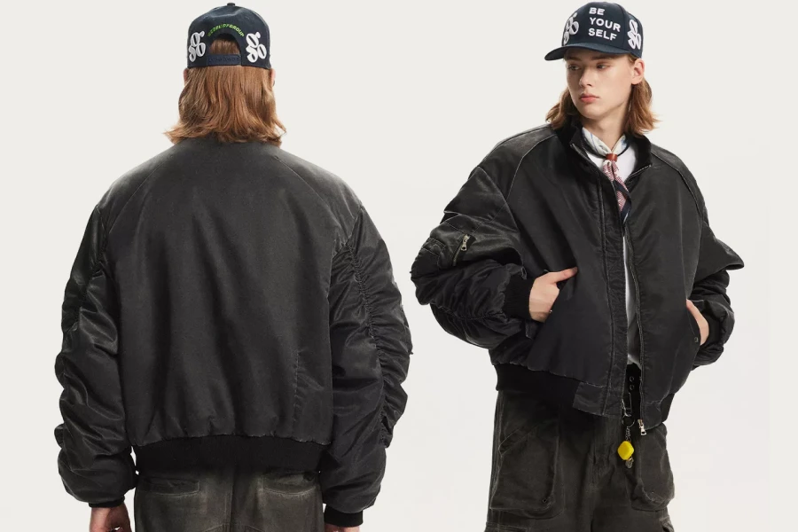 Men’s Stand Collar Retro Bomber Jacket